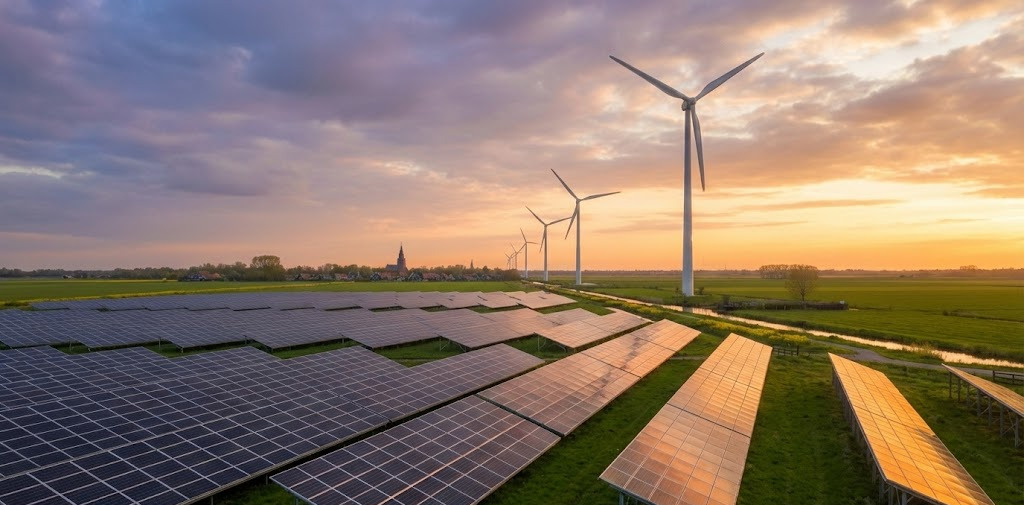 Zonnepanelen en windmolens
